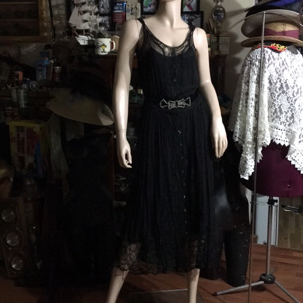 Vintage chiffon lace with Rhinestone Dress